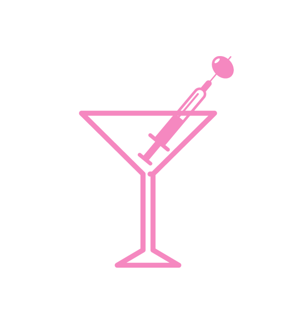Beautox Bar logo with martini glass and syringe 