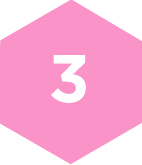 pink hexagon with the number three in the center