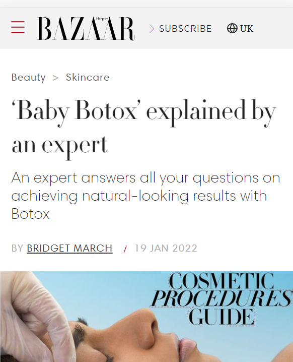 Bazaar article about Botox forehead treatments