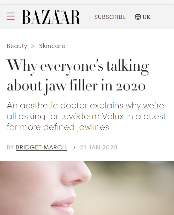 Bazaar article about Jaw fillers