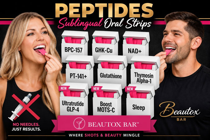 woman and man eating sublingual peptides